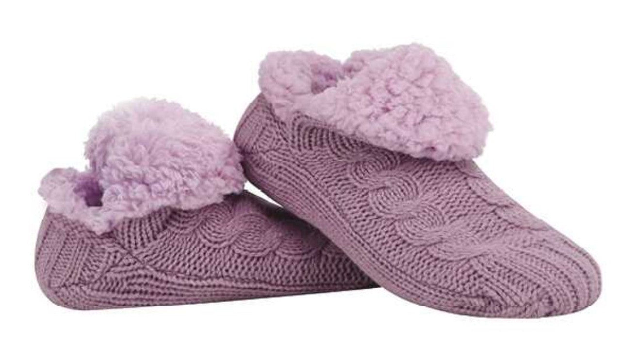 Snoozies! Women's Multi Stitch Microcrew Cable Sherpa Socks