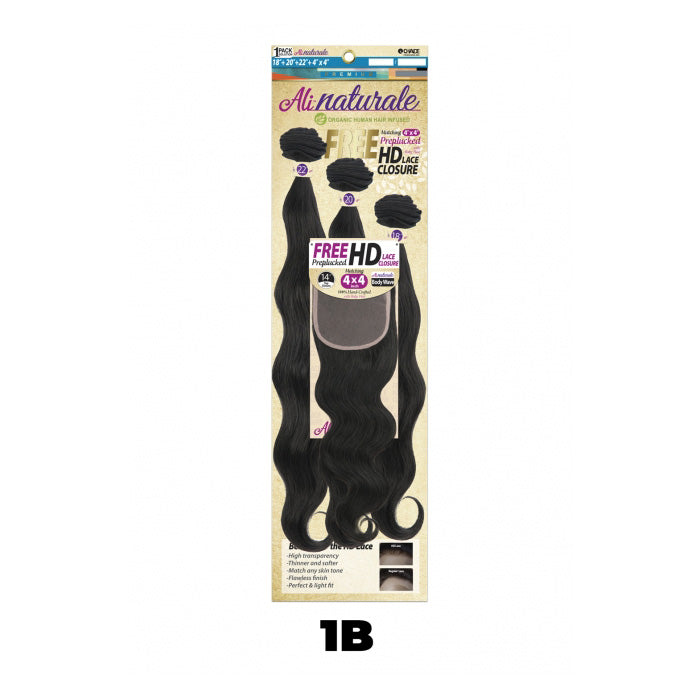 Chade AliNaturale Weave + HD Lace 4X4 Closure 14" - BODY WAVE 18/20/22"