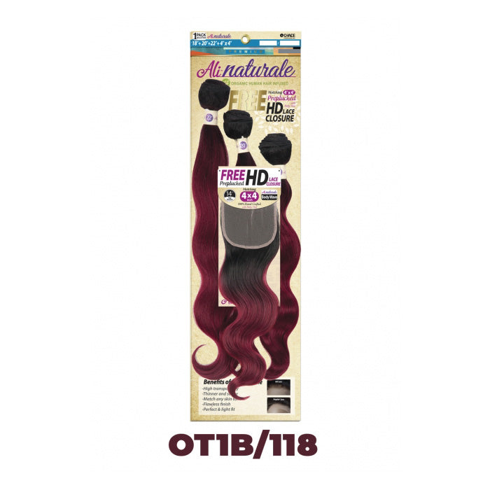 Chade AliNaturale Weave + HD Lace 4X4 Closure 14" - BODY WAVE 18/20/22"