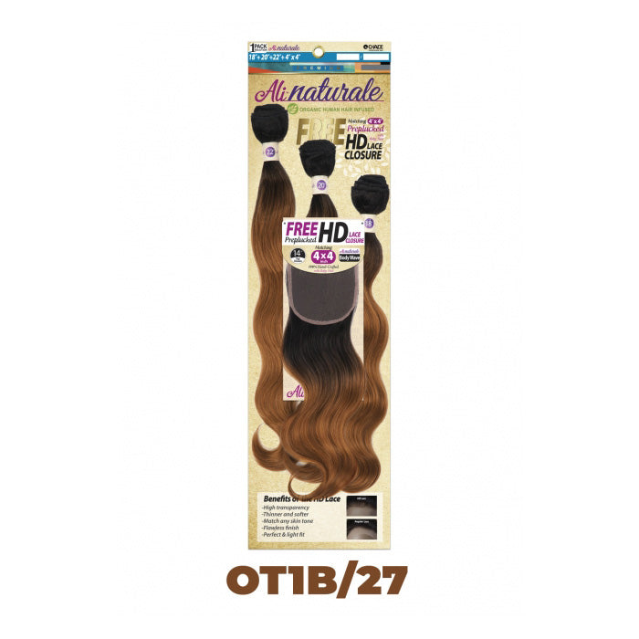 Chade AliNaturale Weave + HD Lace 4X4 Closure 14" - BODY WAVE 18/20/22"