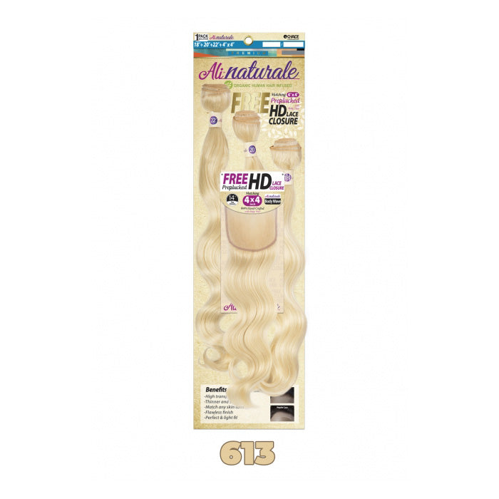 Chade AliNaturale Weave + HD Lace 4X4 Closure 14" - BODY WAVE 18/20/22"