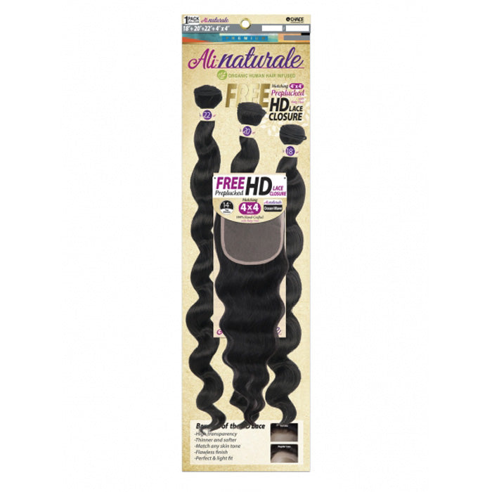 Chade AliNaturale Weave + HD Lace 4X4 Closure 14" - OCEAN WAVE 18/20/22"