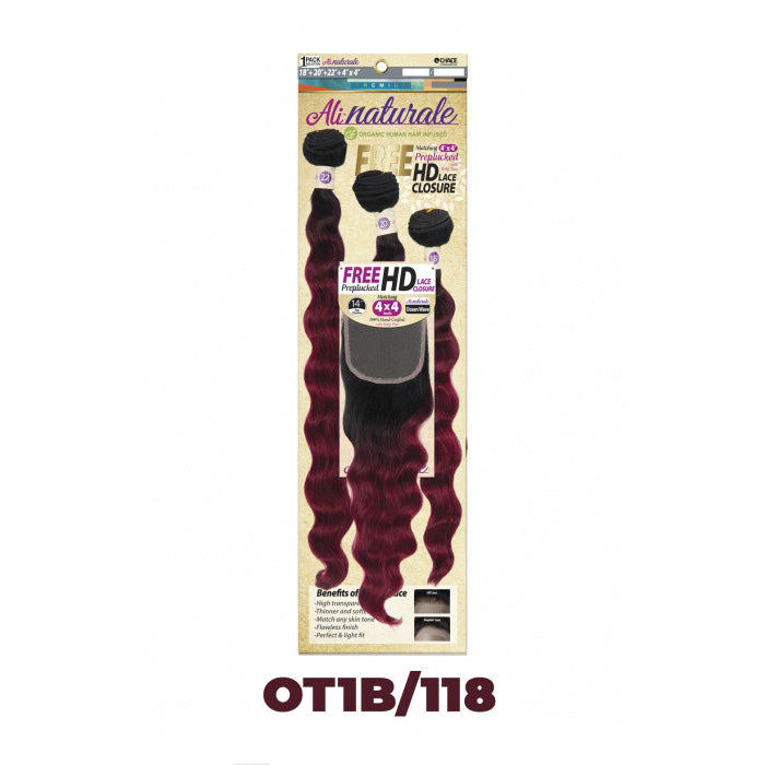 Chade AliNaturale Weave + HD Lace 4X4 Closure 14" - OCEAN WAVE 18/20/22"