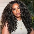 Glueless Blonde Highlight Curly Human Hair Wig For Black Women Pre Plucked 13X4 13X6 Undetectable HD Lace Front Wig