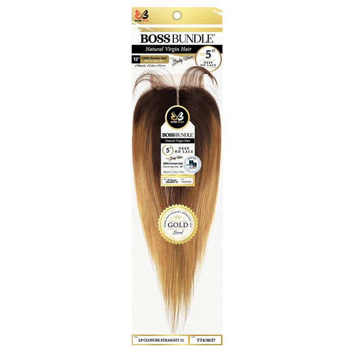 Bobbi Boss Bundle 100% Human Hair 5" Deep HD Lace Part Closure - STRAIGHT 12"