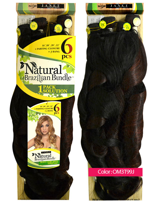 Janet Collection Noir Natural Malaysian Bundle Weave - BODY CURL 6 Pcs + Bang and Closure 16/18/20/22"