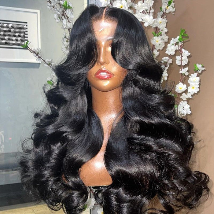 Curtain Bangs Face-Framing Upgraded Body Wave Glueless 13x4 13x6 HD Lace Human Hair Wigs for Women