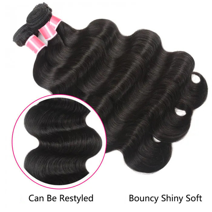 Brazilian Body Wave 4 Bundles with 4*4 Lace Closure Virgin Human Hair