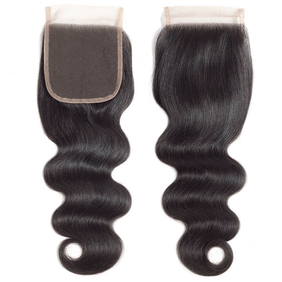 Malaysian Body Wave 4 Bundles With 4x4 Lace Closure Human Hair Closure With Bundle Deals