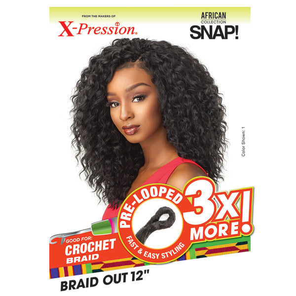 Sensationnel African Collection SNAP 3x Pre-Looped Crochet Braid BRAID OUT 12 Inch
