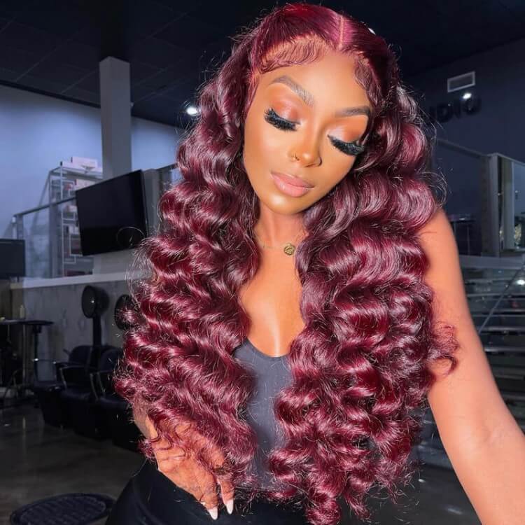 24 inch Loose Wave Transparent HD Lace 13x4/4x4 Lace Frontal Wig Human Hair Wig Natural Black