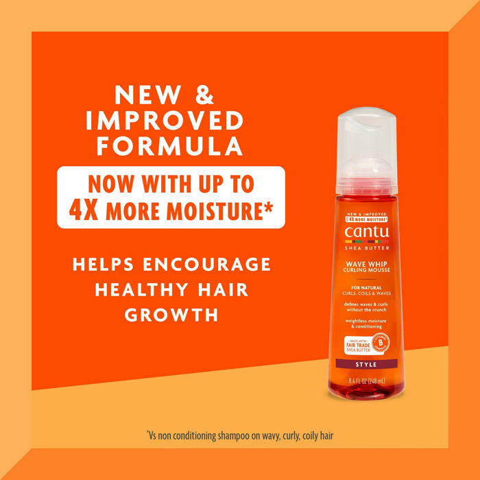Cantu Shea Butter Wave Whip - CURLING MOUSSE for Natural Coils & Wave 8.4 oz