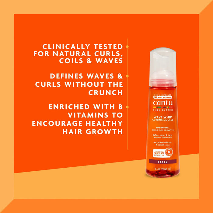 Cantu Shea Butter Wave Whip - CURLING MOUSSE for Natural Coils & Wave 8.4 oz