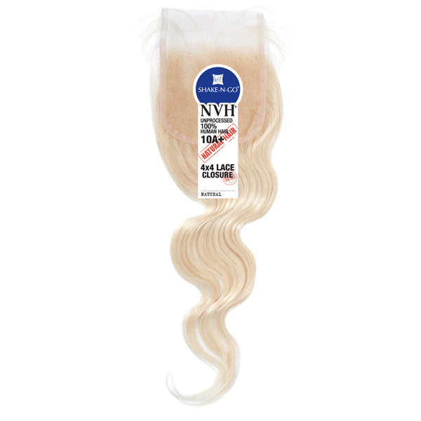 Shake-N-Go 100% Unprocessed Human Hair NVH 4x4 Lace Closure - BODY WAVE 12"