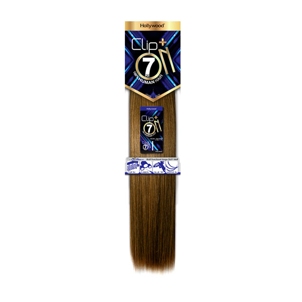 Hollywood Plus Clip On-7 100% Human Hair Weaves Extension - YAKI 7 Pcs 14-22"