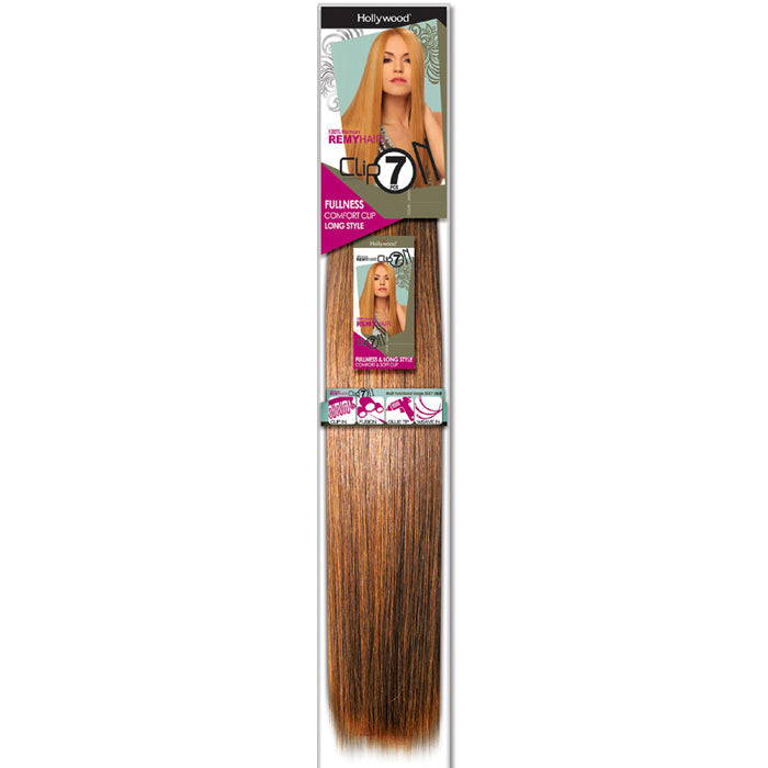 Hollywood 100% Remy Human Hair Extension CLIP ON 7 STRAIGHT 14/18" (7 Pcs)