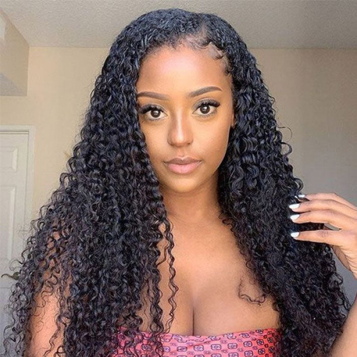 Curly Hair 4x4 HD Lace Closure Wig Pre Cut & Plucked & Bleached Put on go® Glueless Wig