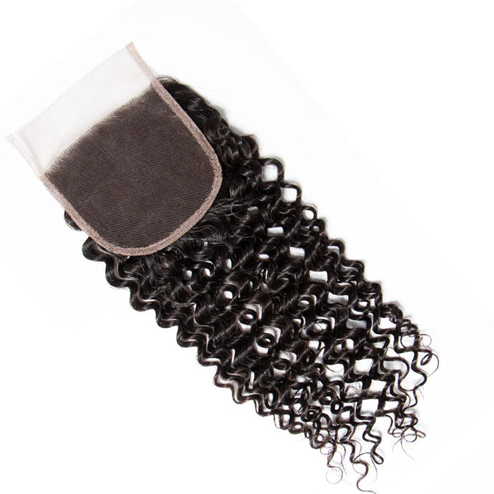 Brazilian Curly Hair 4 Bundles with 4*4 Lace Closure Virgin Human Hair