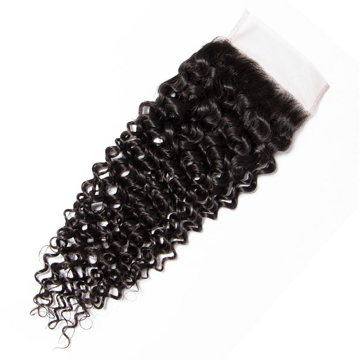 Brazilian Curly Hair 4 Bundles with 4*4 Lace Closure Virgin Human Hair