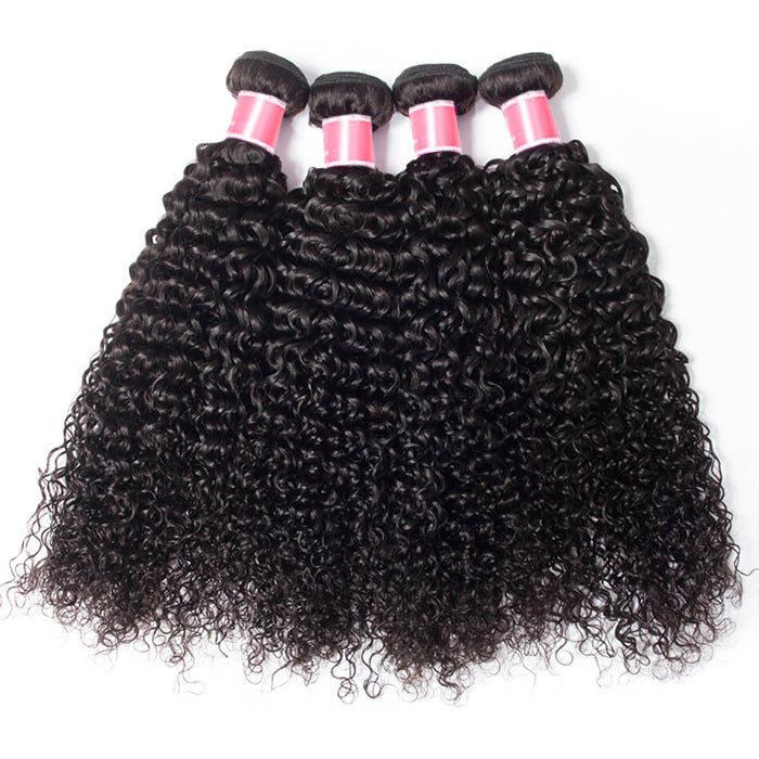 Brazilian Curly Hair 4 Bundles with 13*4 Lace Frontal Virgin Human Hair