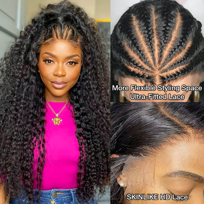 Glueless HD Lace Curly Human Hair Wig Pre Plucked 13x4 Lace Front Wigs For Women