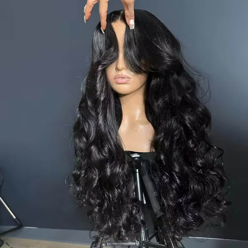 Curtain Bangs Loose Body Wave Wig Glueless 8x5 13x4 HD Lace Front Wigs 250% Density All Head Sizes Fit Cap