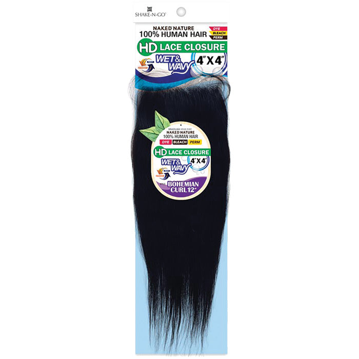 Shake-N-Go Naked Nature 100% Human Hair Wet & Wavy HD Lace Closure - BOHEMIAN CURL 12
