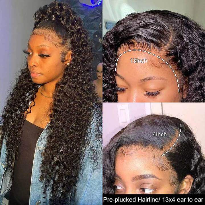 13x4 HD Lace Front Human Hair Wigs Deep Wave / Straight Pre Bleached Knots Ship In 24H