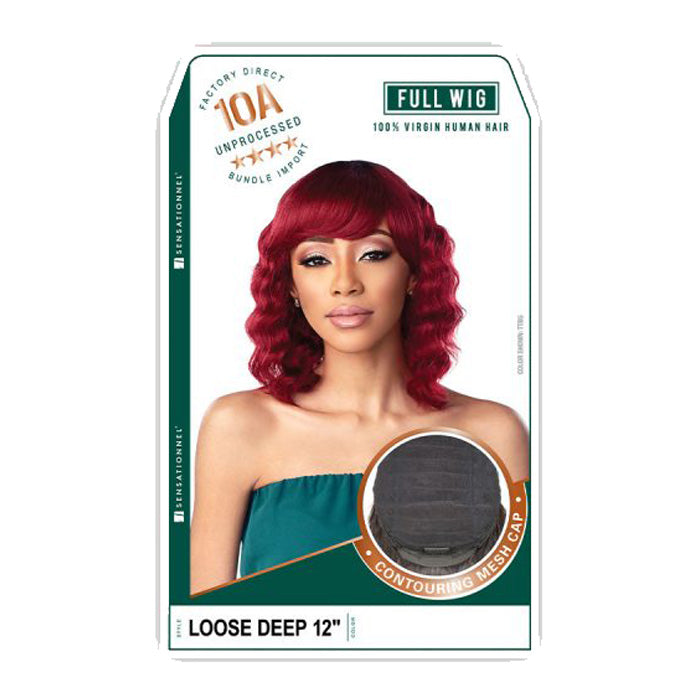 Sensationnel 100% Virgin Human Hair Full Wig 10A Loose Deep 12"