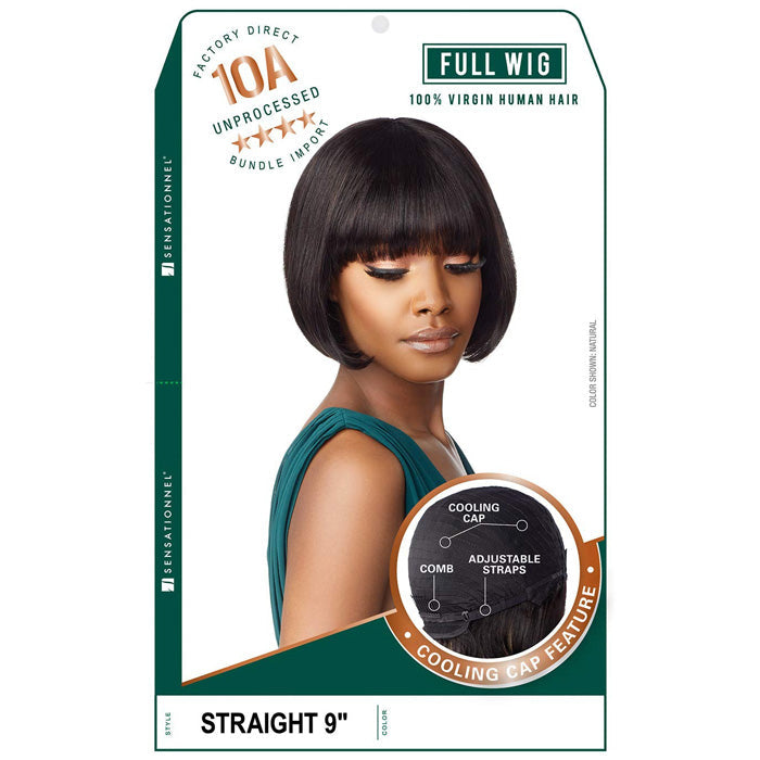Sensationnel 10A Unprocessed 100% Virgin Human Hair Full Wig - STRAIGHT 9"