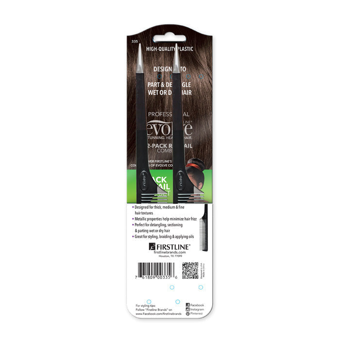Firstline Evolve 2 Pack Rat Tail Comb Set