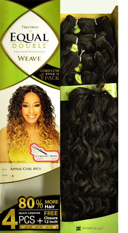 Freetress Equal Double Weave APPEAL CURL 4 Pcs (12"/14"/16"/18" + Closure 12")