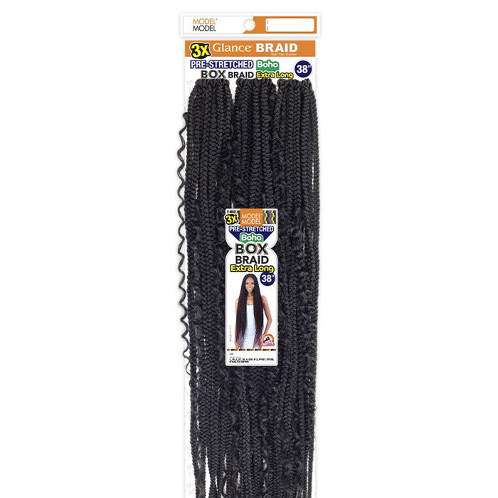 Model Model Glance Pre-Looped Crochet Braids - PRE-STRETCHED BOHO BOX BRAID 38" 3X