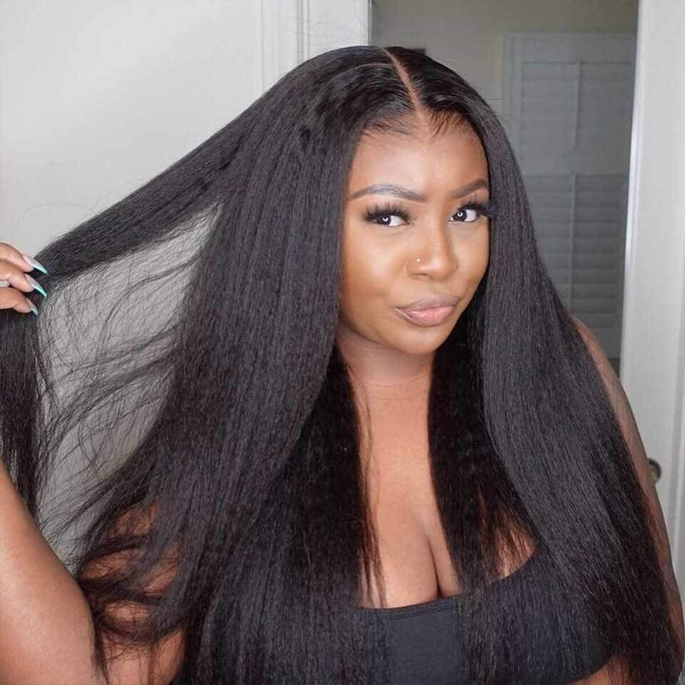 Glueless Wigs Human Hair Kinky Straight Pre Cut 4x4 5x5 8x5 HD Lace Closure Wigs for Beginners
