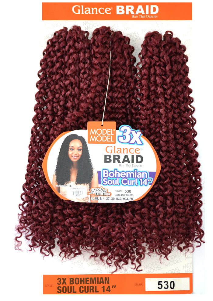 Model Model Glance Braid 3X BOHEMIAN SOUL CURL 14 Inch