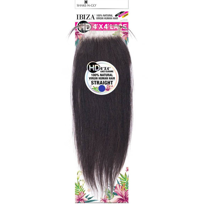 Shake N Go Ibiza 100% Virgin Human Hair HD 4X4 Lace Closure - STRAIGHT 10/12/14/16/18"