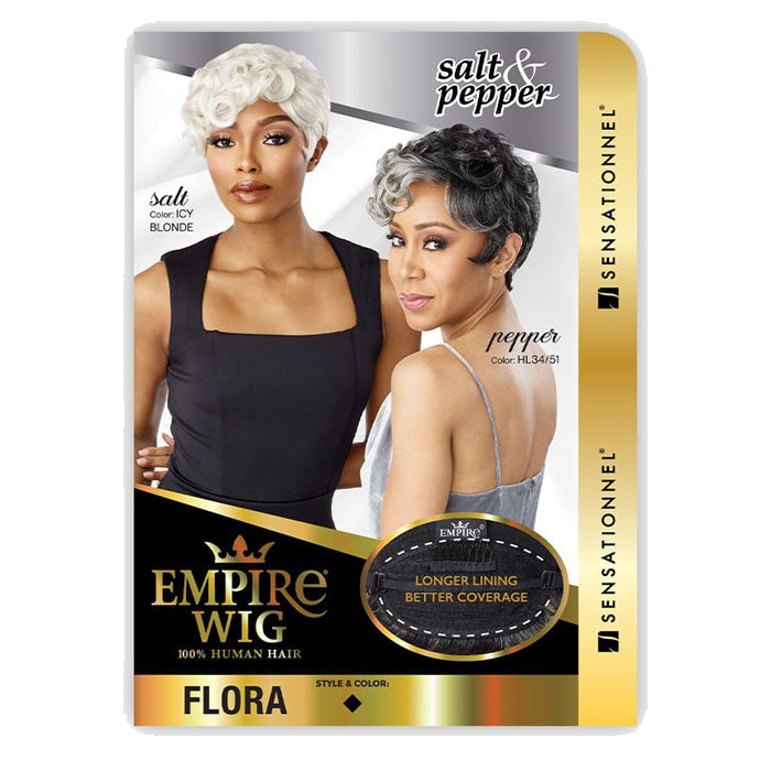 Sensationnel Empire Wig Salt & Pepper 100% Human Hair Full Wig - FLORA