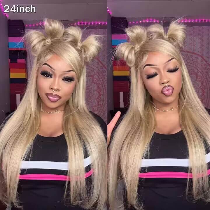 Barbie Blonde Highlight Lace Closure Wigs #18/613 HD Transparent 5x5 Lace Closure Human Hair Wigs