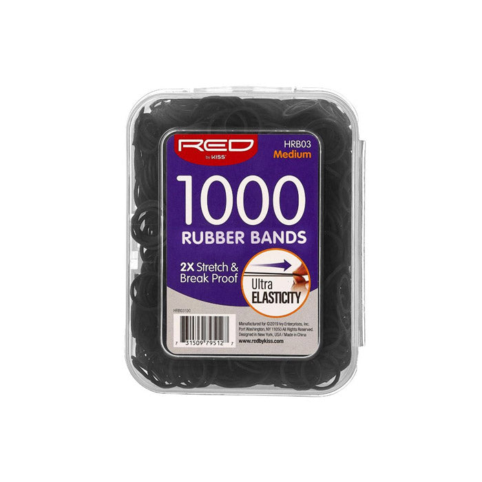 RED by Kiss Medium Ultra Elastic Rubber Bands in a Case (500/1000 pcs)
