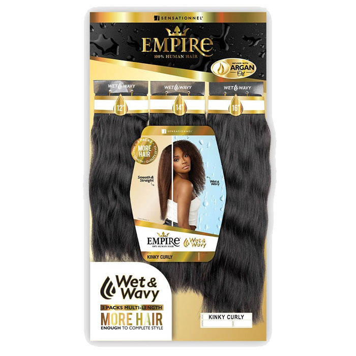 Sensationnel Empire  Wet & Wavy 100% Human Hair Weave - KINKY CURLY - 3 Packs Multi-Length