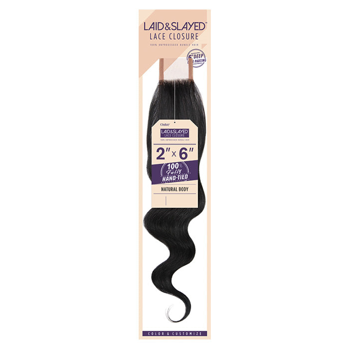 Outre 100% Non-Processed Bundle Hair Laid & Slayed 2X6 Lace Closure - NATURAL BODY 10-16"