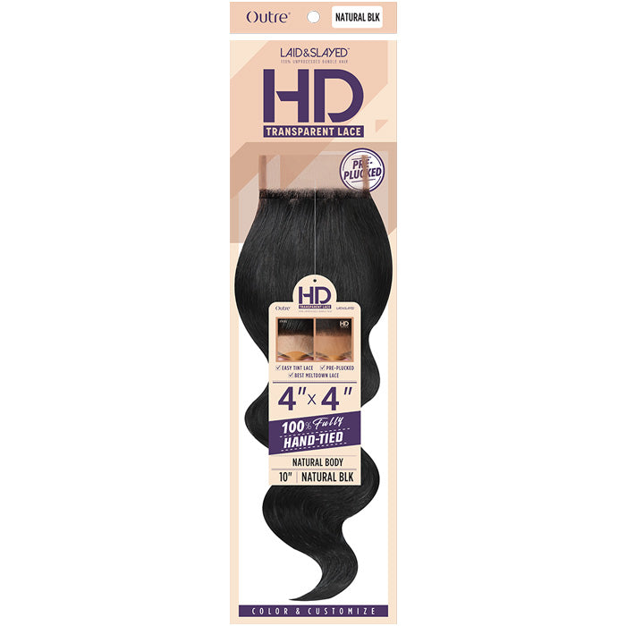 Outre Laid & Slayed 4X5 100% Unprocessed Human Hair HD Melted Lace Closure - NATURAL BODY 10/16"