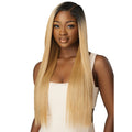 Outre Purple Pack Brazilian Boutique Human Hair Blend Weave - SLEEK PRESSED 4PCS (18/20/22 inch + 4X4 HD lace closure)