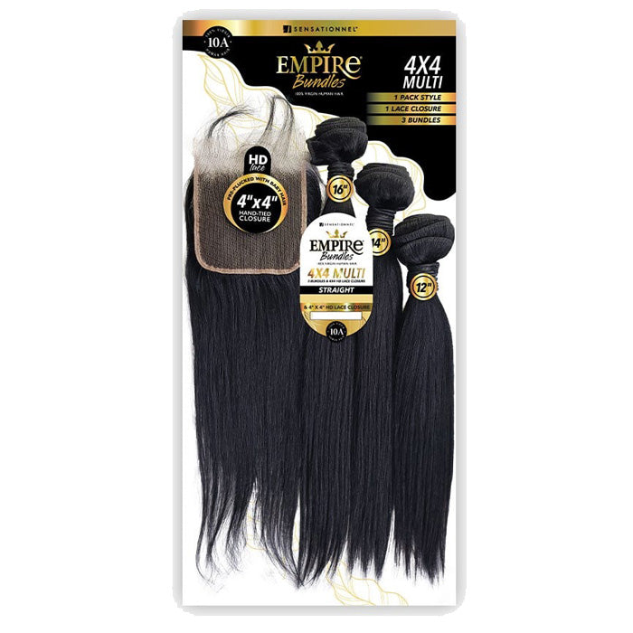 Sensationnel Empire Bundles 100% Virgin Human Hair HD Lace Closure 4X4 Multi Pack - STRAIGHT