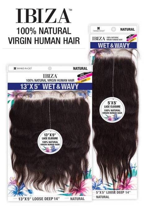 Shake N Go Virgin Human Hair Wet & Wavy 5x5 Lace Closure Ibiza DEEP CURL 10-16"