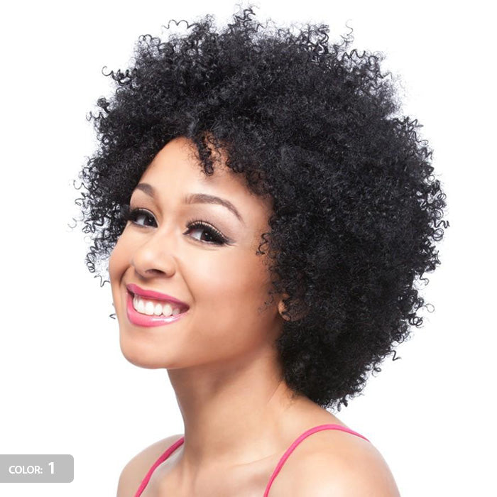 It's a Cap Weave Human Hair Wig AFRO CURL