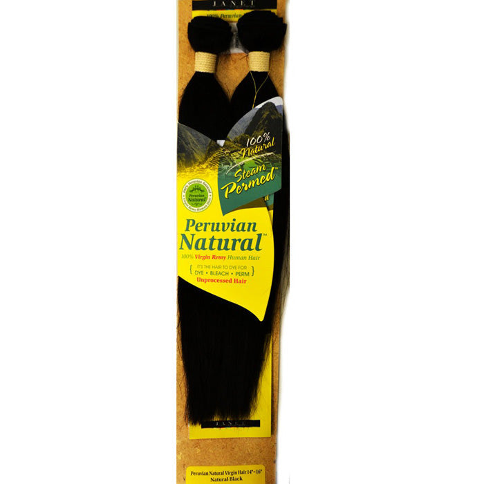 Janet Collection Steam Permed 100% Virgin Remy Human Hair Weave - PERUVIAN NATURAL 22-24" (2 Pcs)
