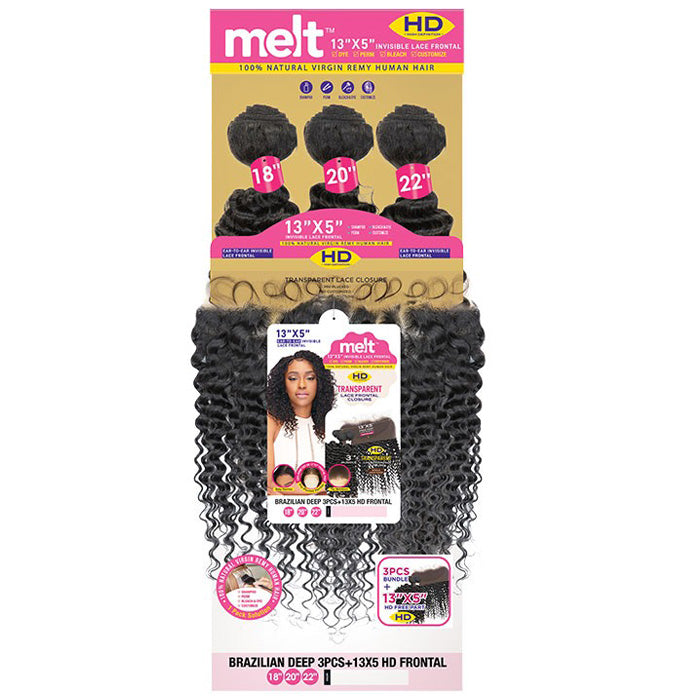 Janet Collection 100% Virgin Remy Human Hair Weave 3Pcs & 13X5 HD Lace Closure - BRAZILIAN DEEP 10"12"14"