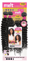 Janet Collection 100% Virgin Remy Human Hair Weave 3Pcs & 4X5 HD Lace Closure - BRAZILIAN DEEP 14"16"18"