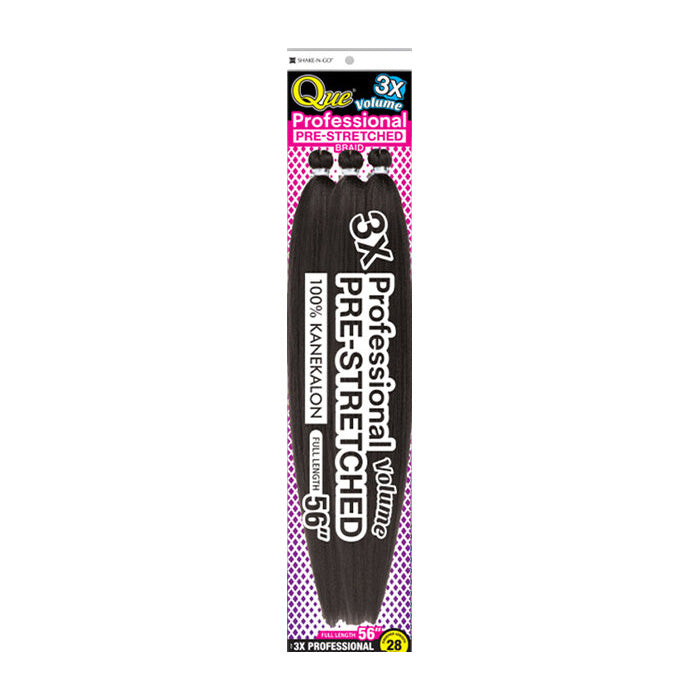 Shake N Go Que 100% Kanekalon 3X Volume Professional Pre Stretched Braid 28"